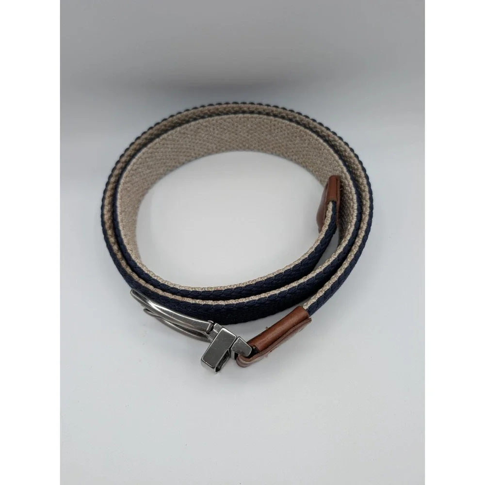 Tommy Bahama Stretch Belt Reversible Blue Tan Size S/M 1.5